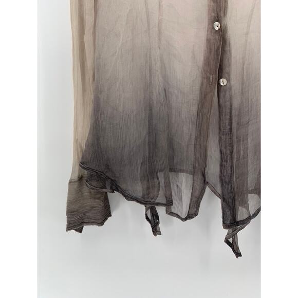 NIGEL PRESTON & KNIGHT Women’s Tan-Black Button-Up Long Sleeve Sheer Top SZ L - Picture 5 of 10